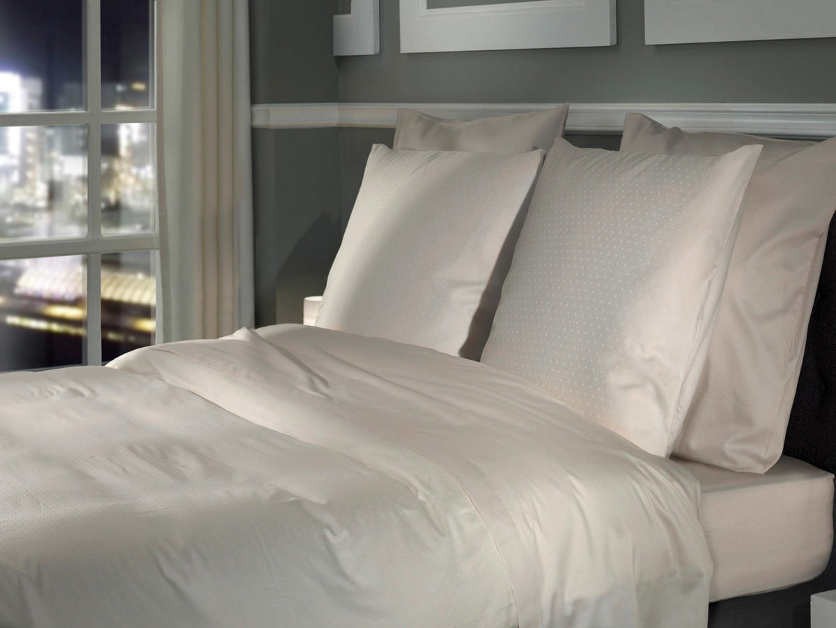 BETTWÄSCHE 2-teilig Punto Makosatin 135/200 cm  - Elfenbein, Basics, Textil (135/200cm)