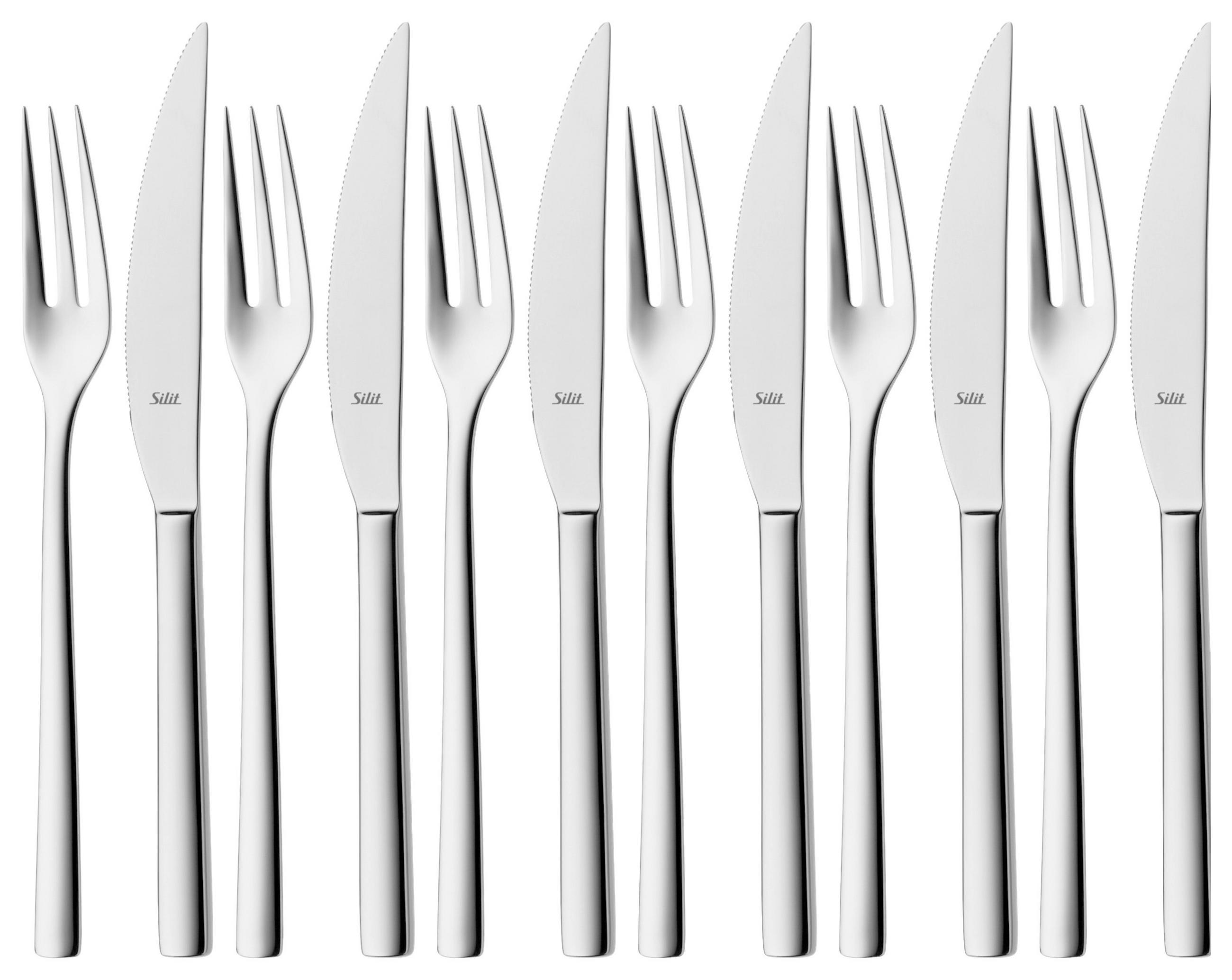 STEAKBESTECK 12-teilig  - Edelstahlfarben, Basics, Metall (24,2/20,5/4cm) - Silit