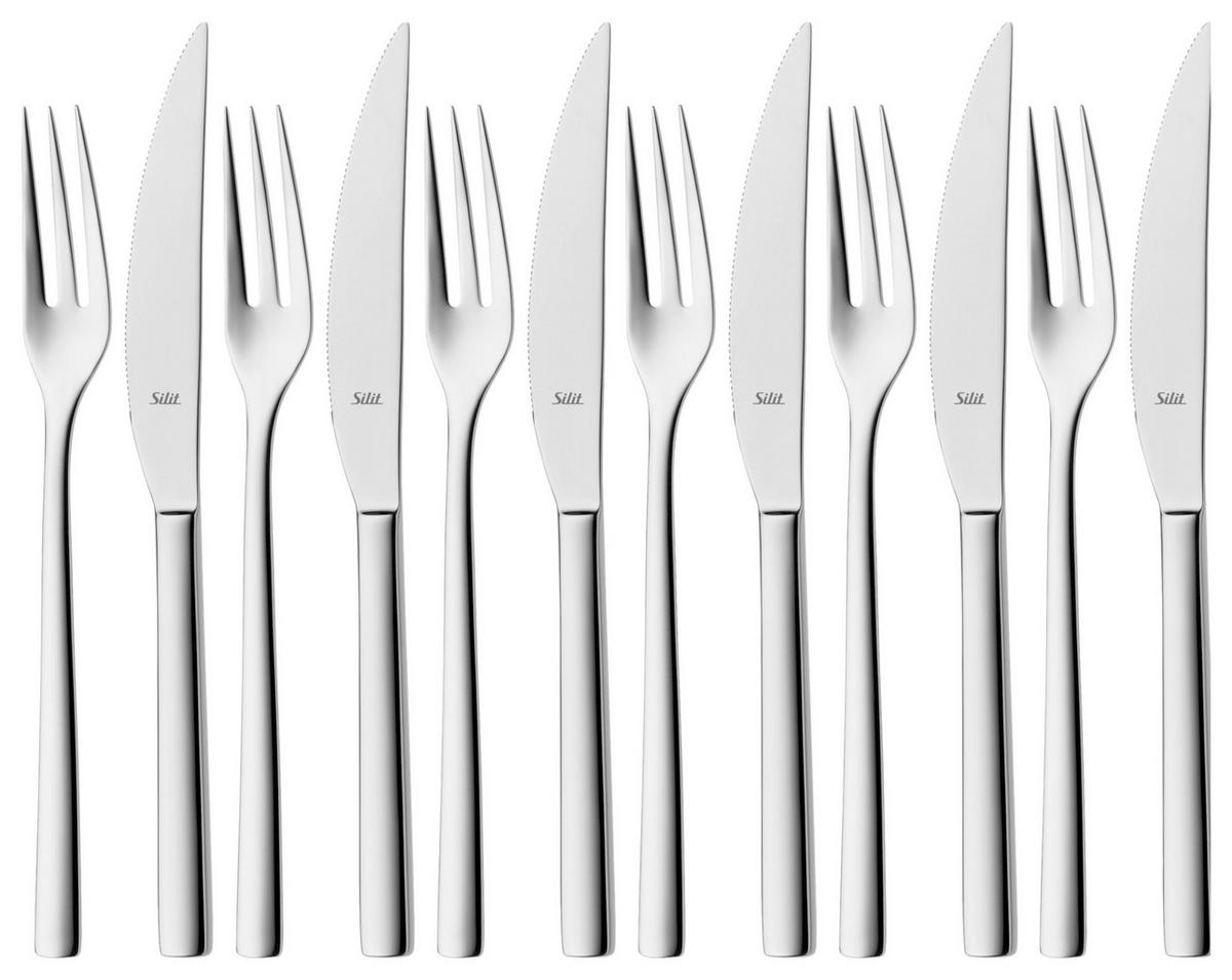 STEAKBESTECK 12-teilig  - Edelstahlfarben, Basics, Metall (24,2/20,5/4cm) - Silit