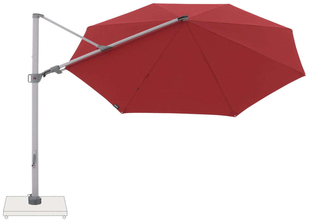 AMPELSCHIRM 340 cm Bordeaux  - Bordeaux/Silberfarben, Basics, Textil/Metall (340/340cm) - KNIRPS