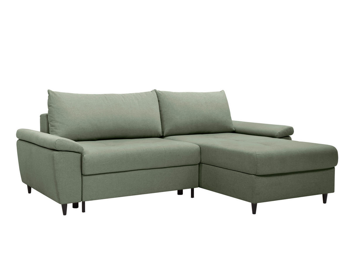 ECKSOFA GORDES in Grün  - Schwarz/Grün, Design, Holz/Textil (248/174cm) - MID.YOU