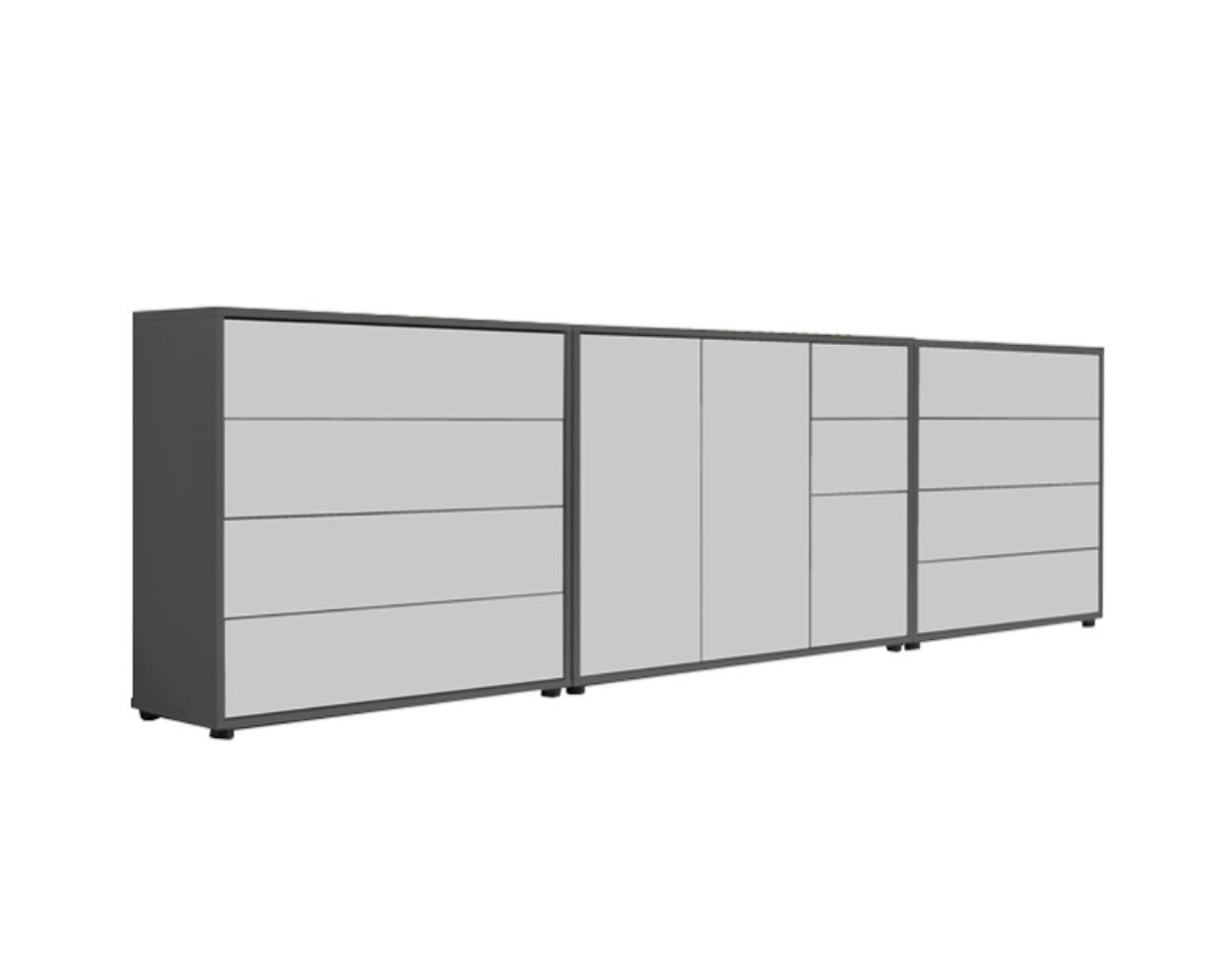 Mid.you Sideboard Anthrazit, Weiß 263.5x73x33 cm