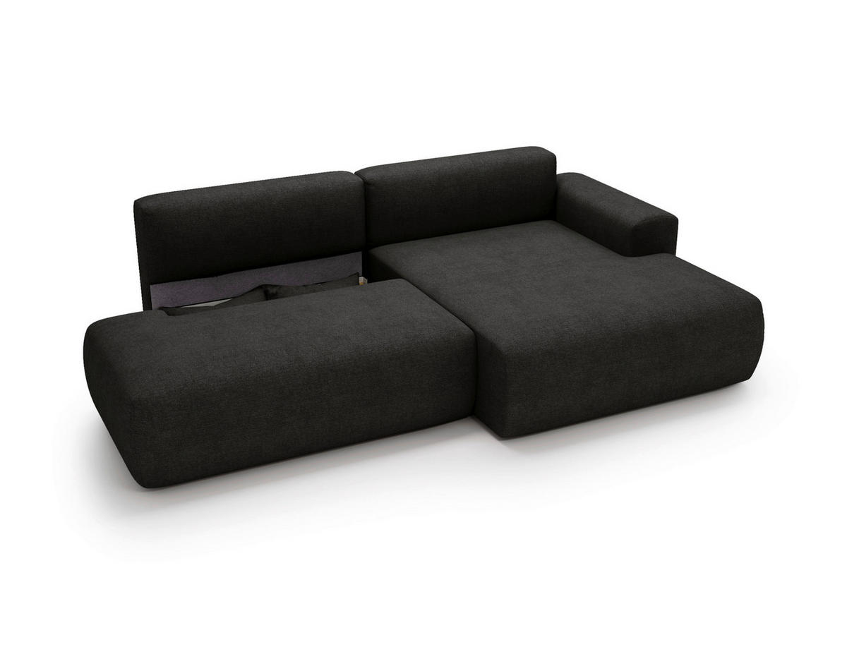 ECKSOFA REVE in Chenille Anthrazit  284/160 cm  - Anthrazit/Schwarz, Design, Kunststoff/Textil (284/160cm) - Livetastic