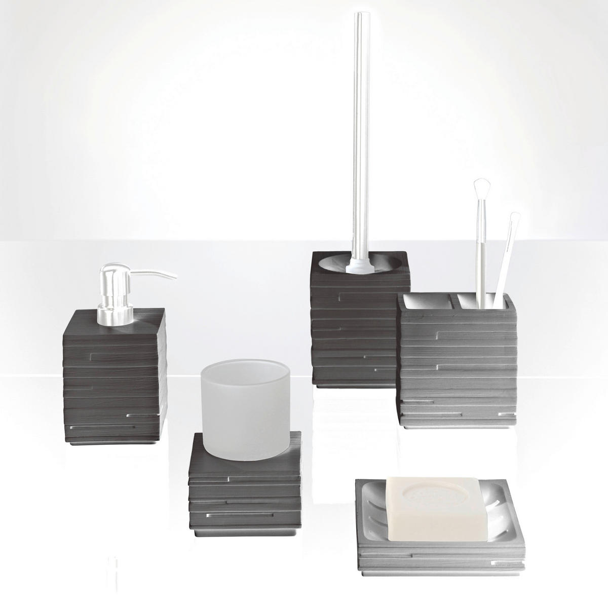 WC KEFA SO STOJANOM - svetlosivá/chrómová, Basics, kov/plast (9,5/38,5/9,5cm) - Sadena