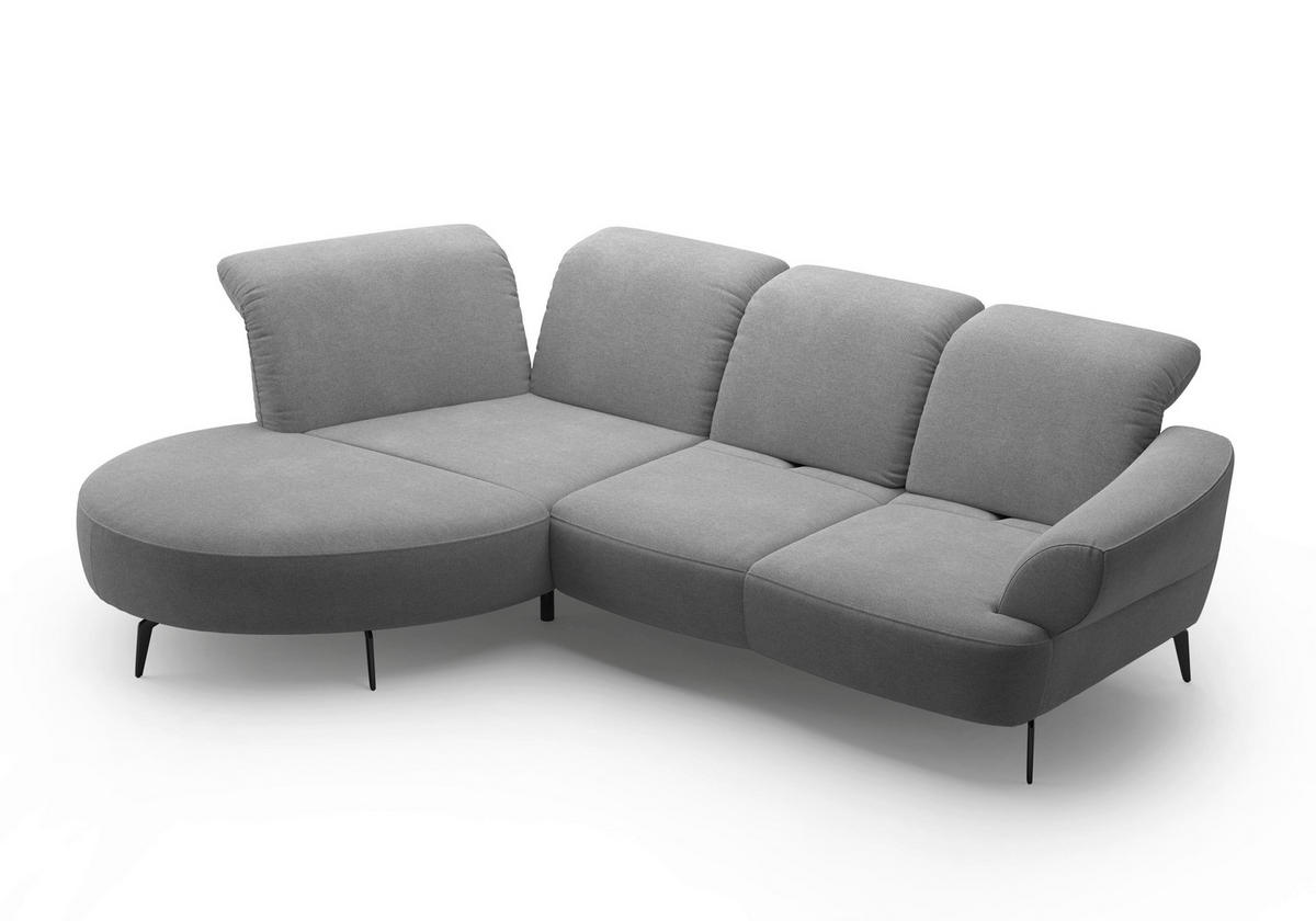 ECKSOFA in Mikrofaser Grau  - Schwarz/Grau, Modern, Textil/Metall (208/313cm) - Sit & More