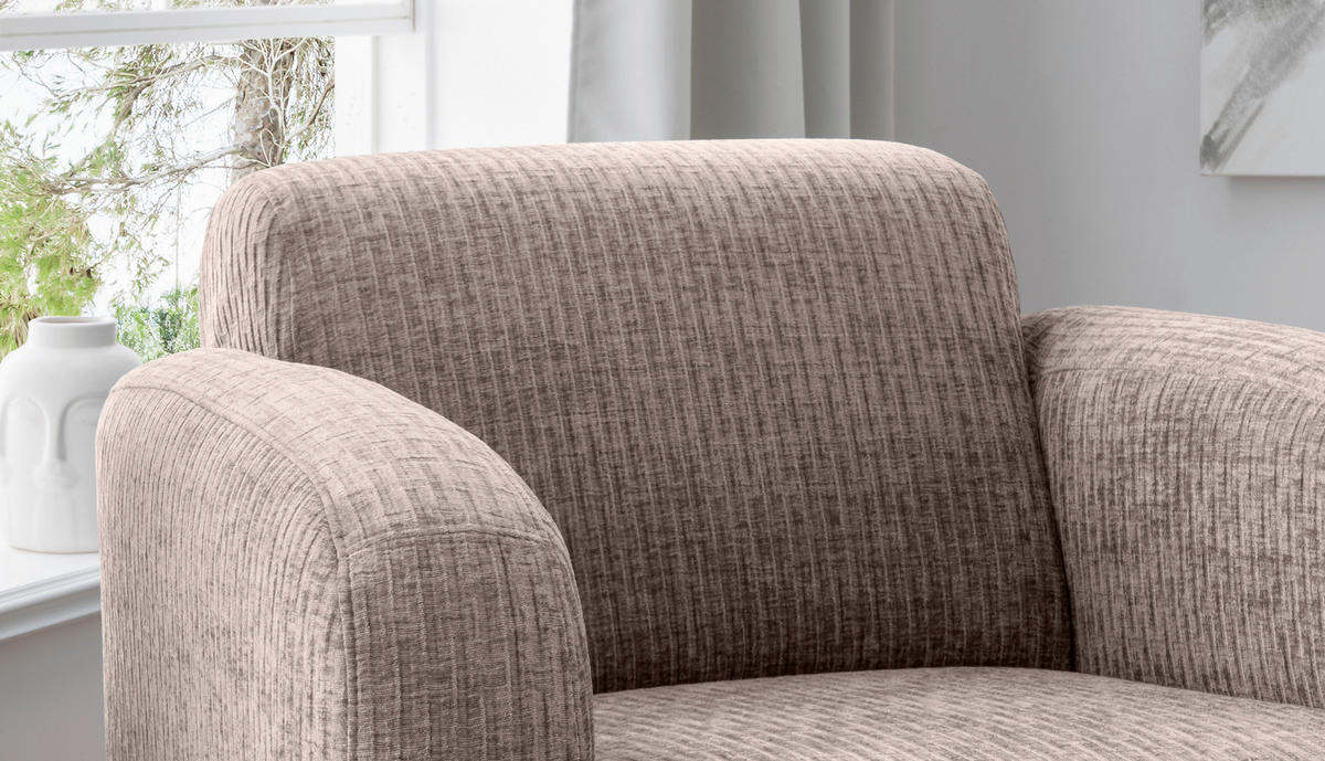 SESSEL in Velours Beige  - Beige/Schwarz, Modern, Textil/Metall (85/76/90cm) - Livetastic