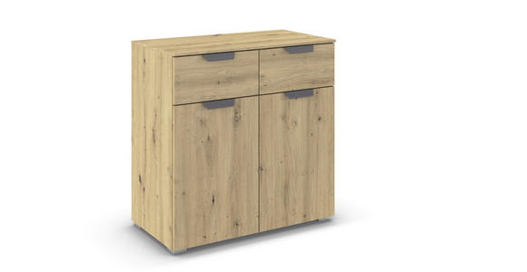 KOMMODE in 80/81/42 cm - Dunkelgrau/Eiche Artisan, Design, Holzwerkstoff/Metall (80/81/42cm) - Carryhome