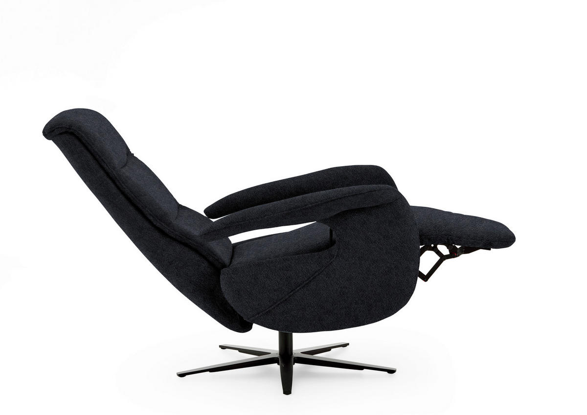 RELAXSESSEL in Textil Schwarz  - Schwarz, Design, Textil/Metall (71/112/83cm) - Beldomo Style