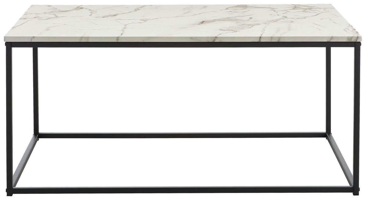 COUCHTISCH in Metall, Holzwerkstoff 100/60/45 cm  - Weiss/Schwarz, Konventionell, Holzwerkstoff/Metall (100/60/45cm) - MID.YOU
