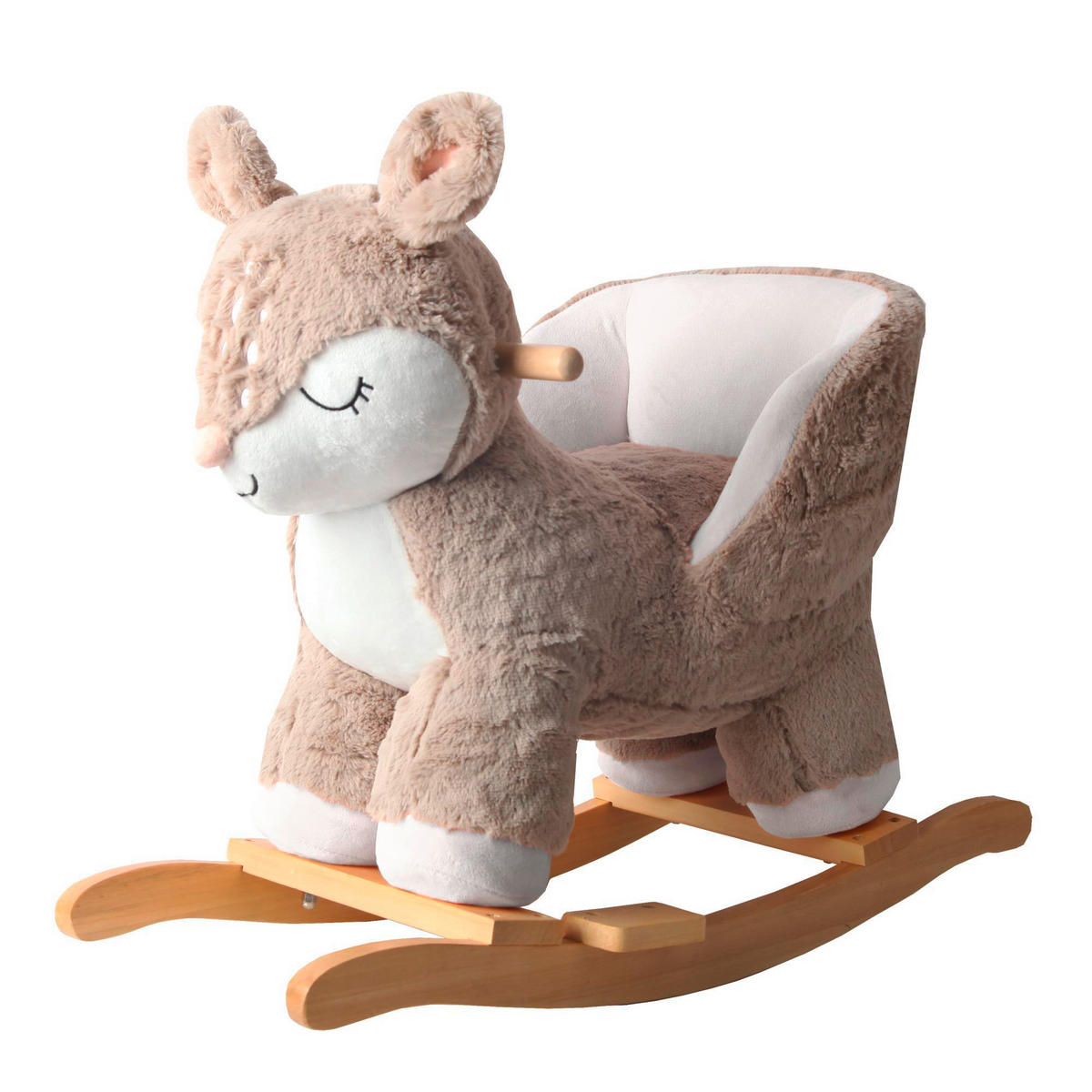 SCHAUKELPFERD - Taupe/Weiss, Basics, Holz/Textil (68/33/55cm) - Patinio