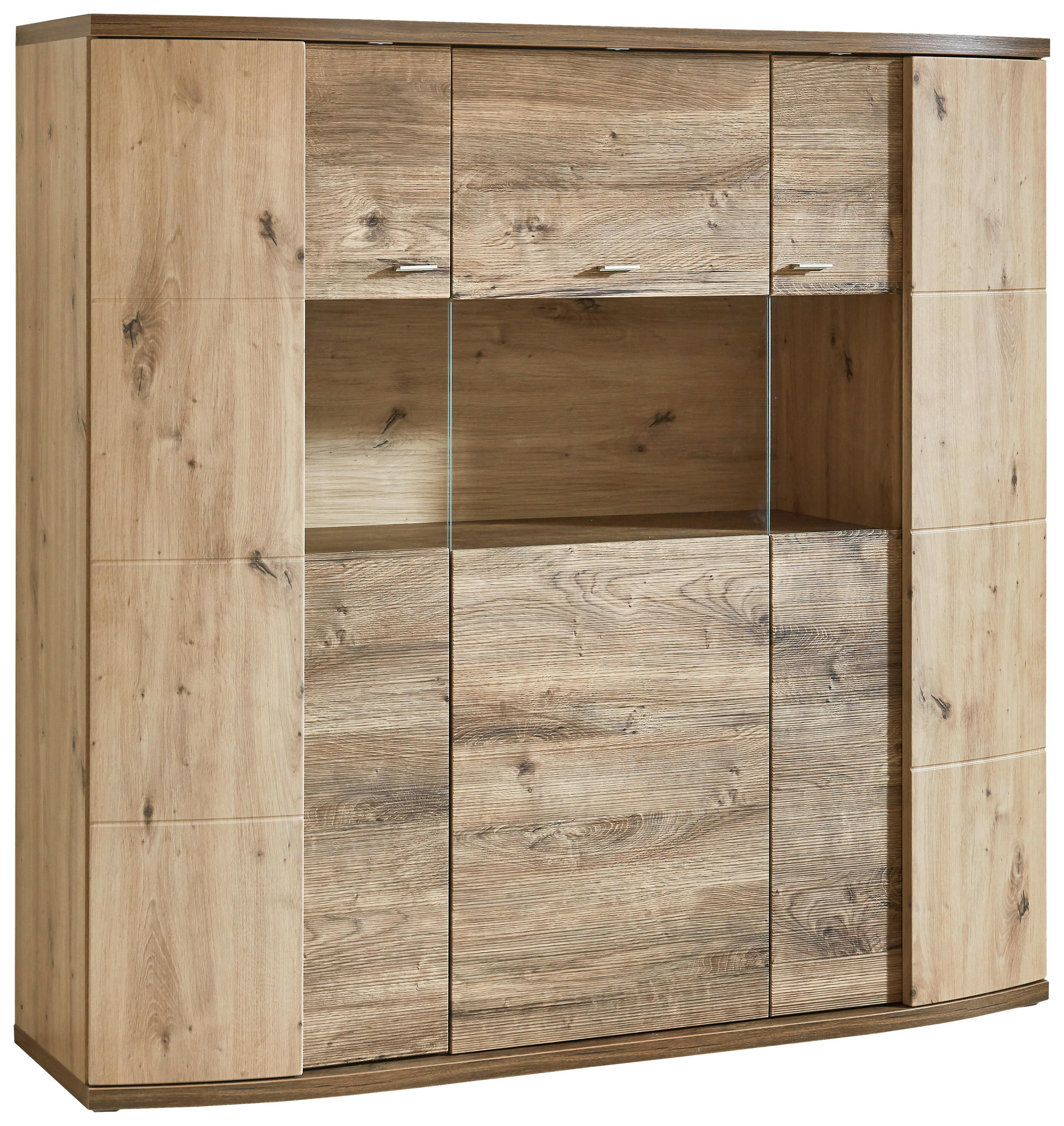 HIGHBOARD  in 144/140/42 cm  - Eichefarben/Eiche Artisan, Design, Glas/Holzwerkstoff (144/140/42cm) - Xora