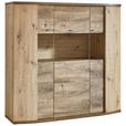 HIGHBOARD Eichefarben, Eiche Artisan  144/140/42 cm  - Eichefarben/Eiche Artisan, Design, Glas/Holzwerkstoff (144/140/42cm) - Xora