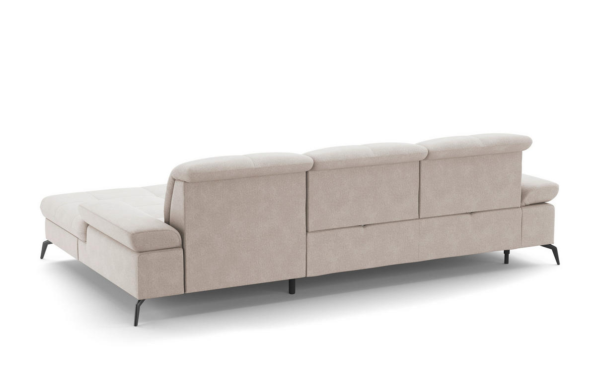 ECKSOFA in Flachgewebe Greige  279/185 cm  - Greige/Schwarz, KONVENTIONELL, Textil/Metall (279/185cm) - Sit & More