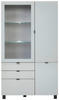 VITRINE in Grau, Hellgrau  - Hellgrau/Schwarz, Design, Glas/Holzwerkstoff (109,7/190,7/41,4cm) - Hom`in