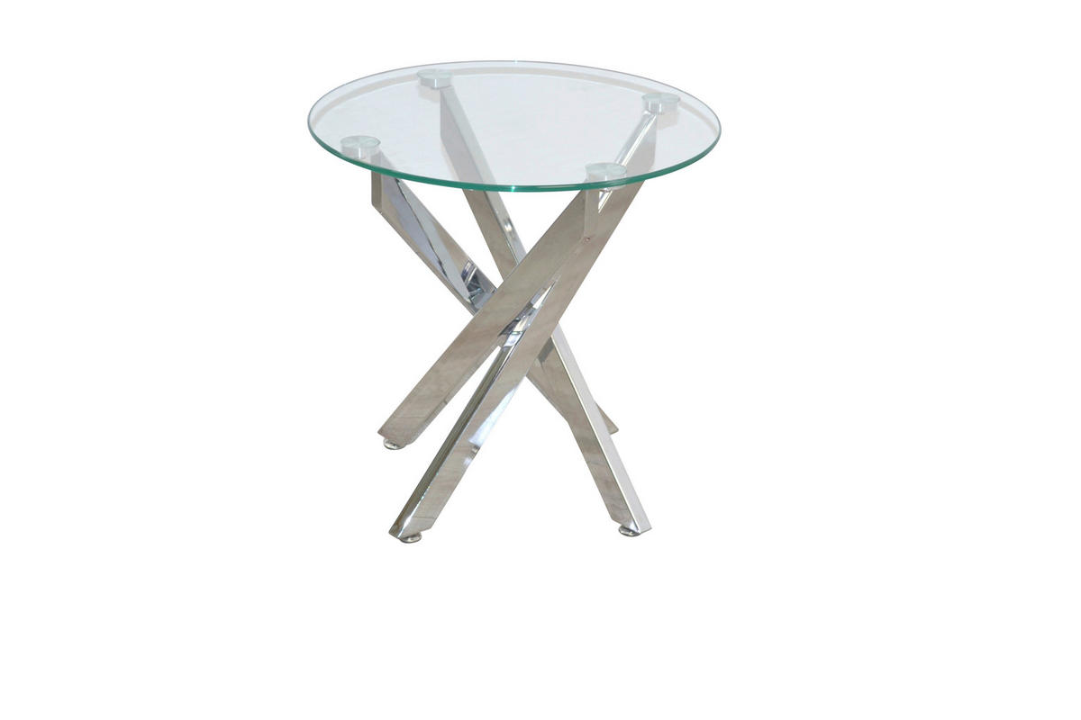 BEISTELLTISCH 45/45/45 cm Chromfarben rund  - Chromfarben, Design, Glas/Metall (45/45/45cm) - MID.YOU