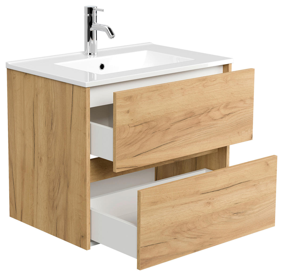 WASCHTISCHKOMBI 70 cm  - Eichefarben/Weiß, MODERN, Keramik/Holzwerkstoff (70cm) - MID.YOU