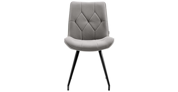 STUHL Mikrofaser Hellgrau - Hellgrau/Schwarz, Design, Textil/Metall (52/89/66cm) - Novel