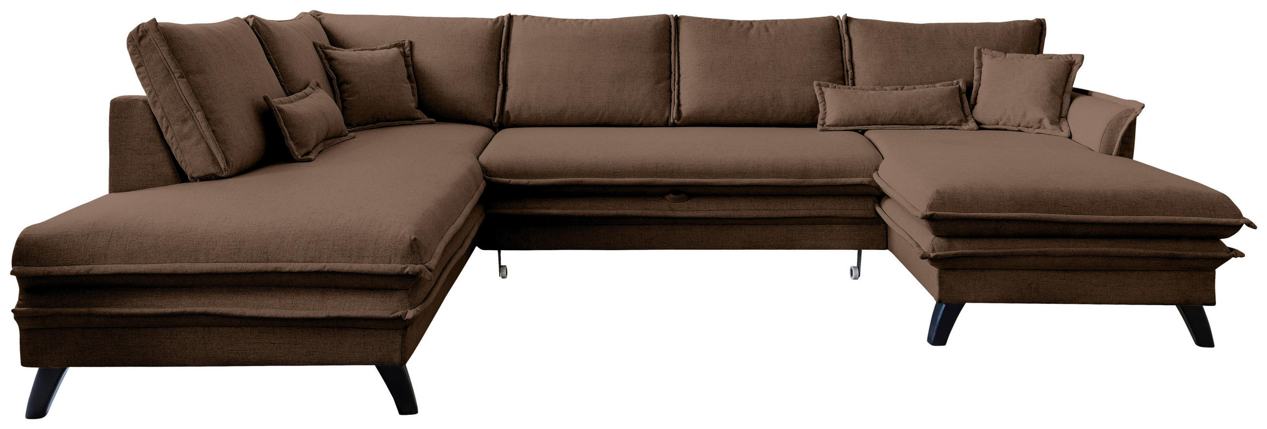 SEDACÍ SOUPRAVA, textil, hnědá - černá/hnědá, Design, dřevo/textil (200/300/150cm) - P & B