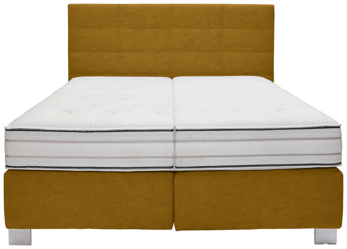 BOXSPRINGBETT 180/200 cm  in Currygelb  - Currygelb/Alufarben, Konventionell, Holzwerkstoff/Textil (180/200cm) - Dieter Knoll