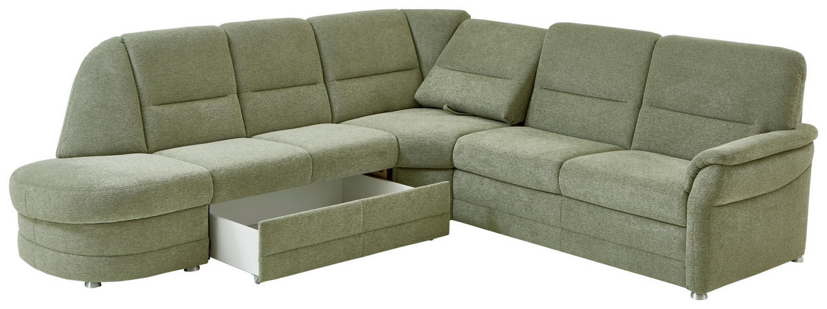 ECKSOFA Grün Flachgewebe  - Alufarben/Grün, KONVENTIONELL, Textil (273/253cm) - Beldomo Comfort