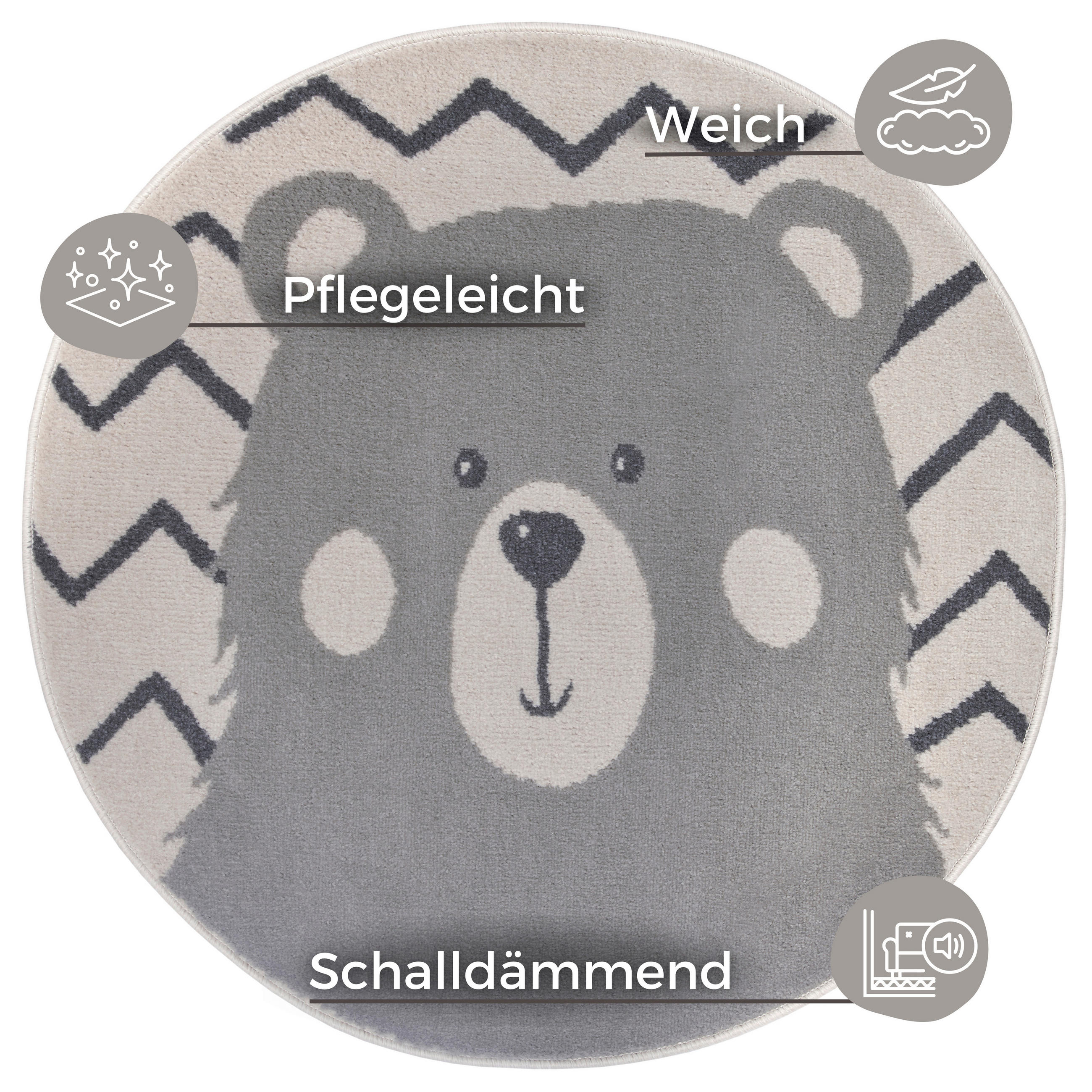 KINDERTEPPICH 100 cm Adventures  - Creme/Grau, Design, Kunststoff/Textil (100cm)