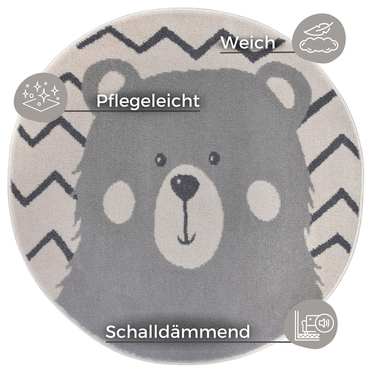 KINDERTEPPICH 100 cm Adventures  - Creme/Grau, Design, Kunststoff/Textil (100cm)