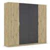 DREHTÜRENSCHRANK in Dunkelgrau, Eiche Artisan  - Dunkelgrau/Alufarben, Design, Holzwerkstoff/Metall (226/210/54cm) - Boxxx