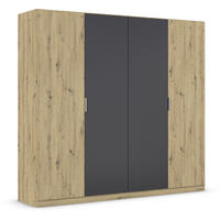 DREHTÜRENSCHRANK in Dunkelgrau, Eiche Artisan  - Dunkelgrau/Alufarben, Design, Holzwerkstoff/Metall (226/210/54cm) - Boxxx