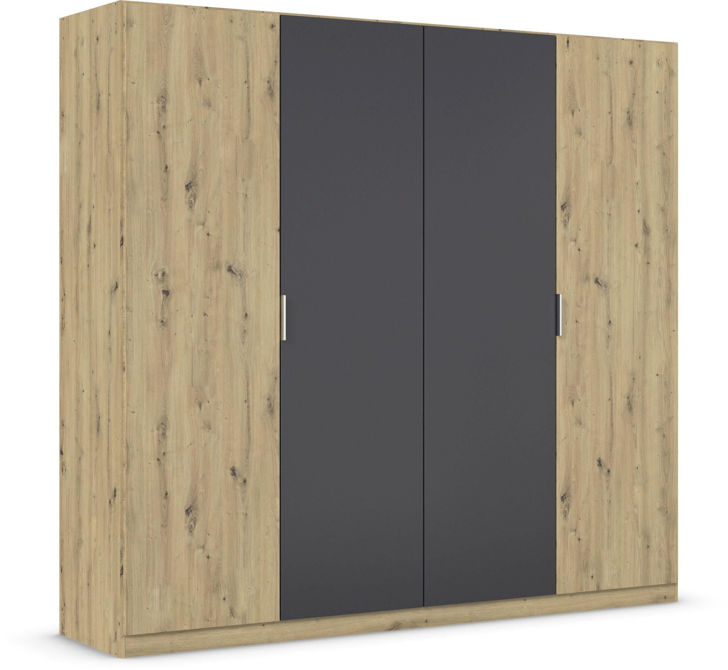 Rauch Möbel Drehtürenschrank Dunkelgrau, Eiche Artisan 226x210x54 cm