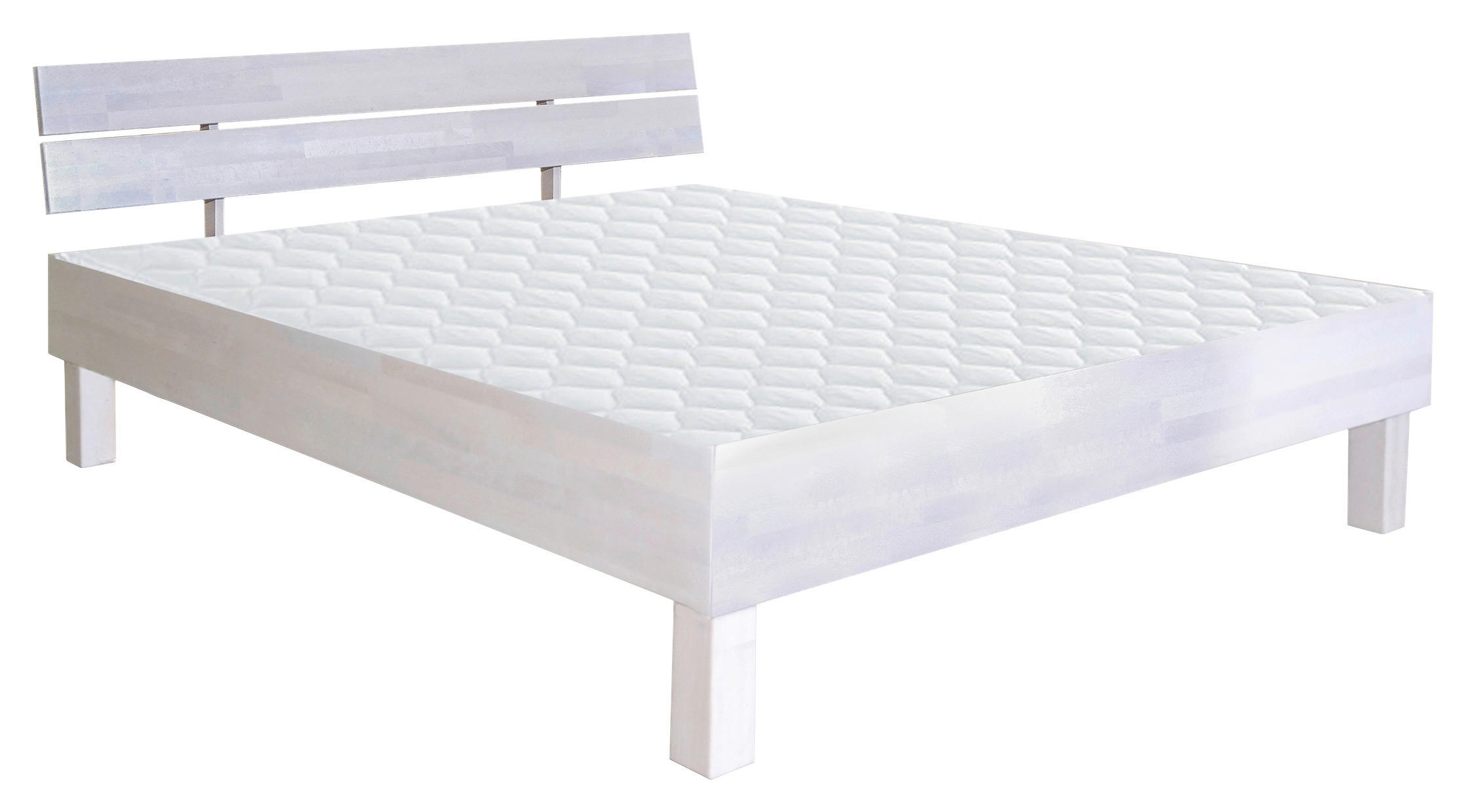 BETT 180/200 cm in Weiss - Weiss, Natur, Holz (180/200cm) - Carryhome