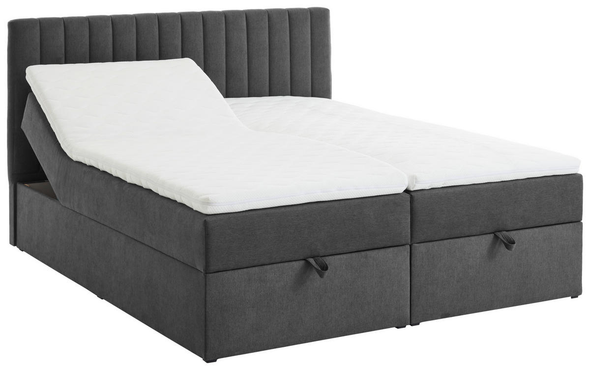 BOXBETT 160/200 cm  in Grau  - Grau, MODERN, Kunststoff/Textil (160/200cm) - MID.YOU