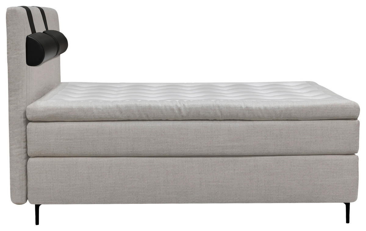 KONTINENTALSÄNG 140/200 cm  i grå, svart, vit  - vit/beige, Klassisk, metall/trä (140/200cm) - Cassando