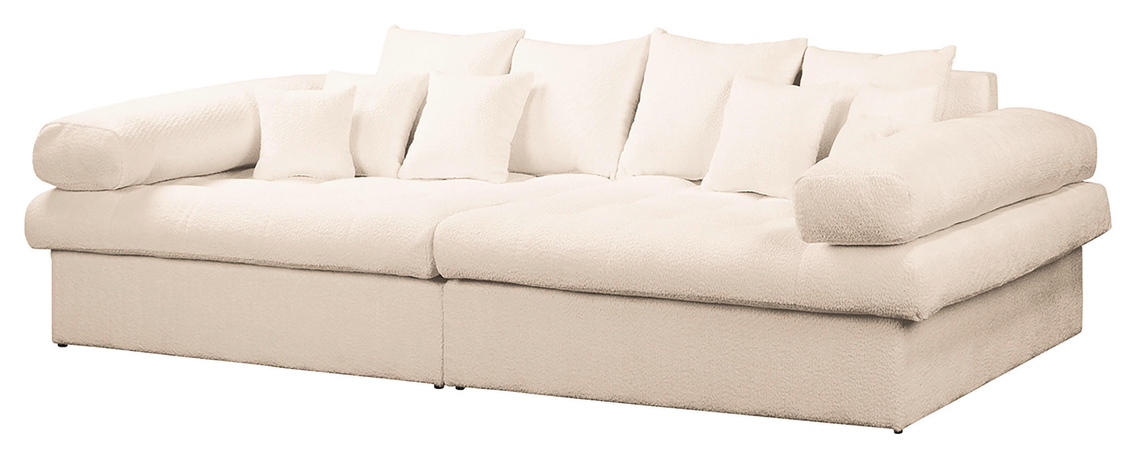 BIGSOFA in Teddystoff Creme  - Creme/Schwarz, Design, Kunststoff/Textil (284/94/148cm) - Livetastic