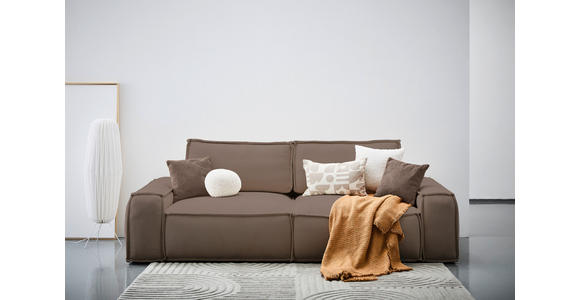 SCHLAFSOFA mit Liegefunktion, Schlafen auf Sitzhöhe, Rücken echt Webstoff Braun - Schwarz/Braun, KONVENTIONELL, Kunststoff/Textil (256/83/115cm) - Carryhome