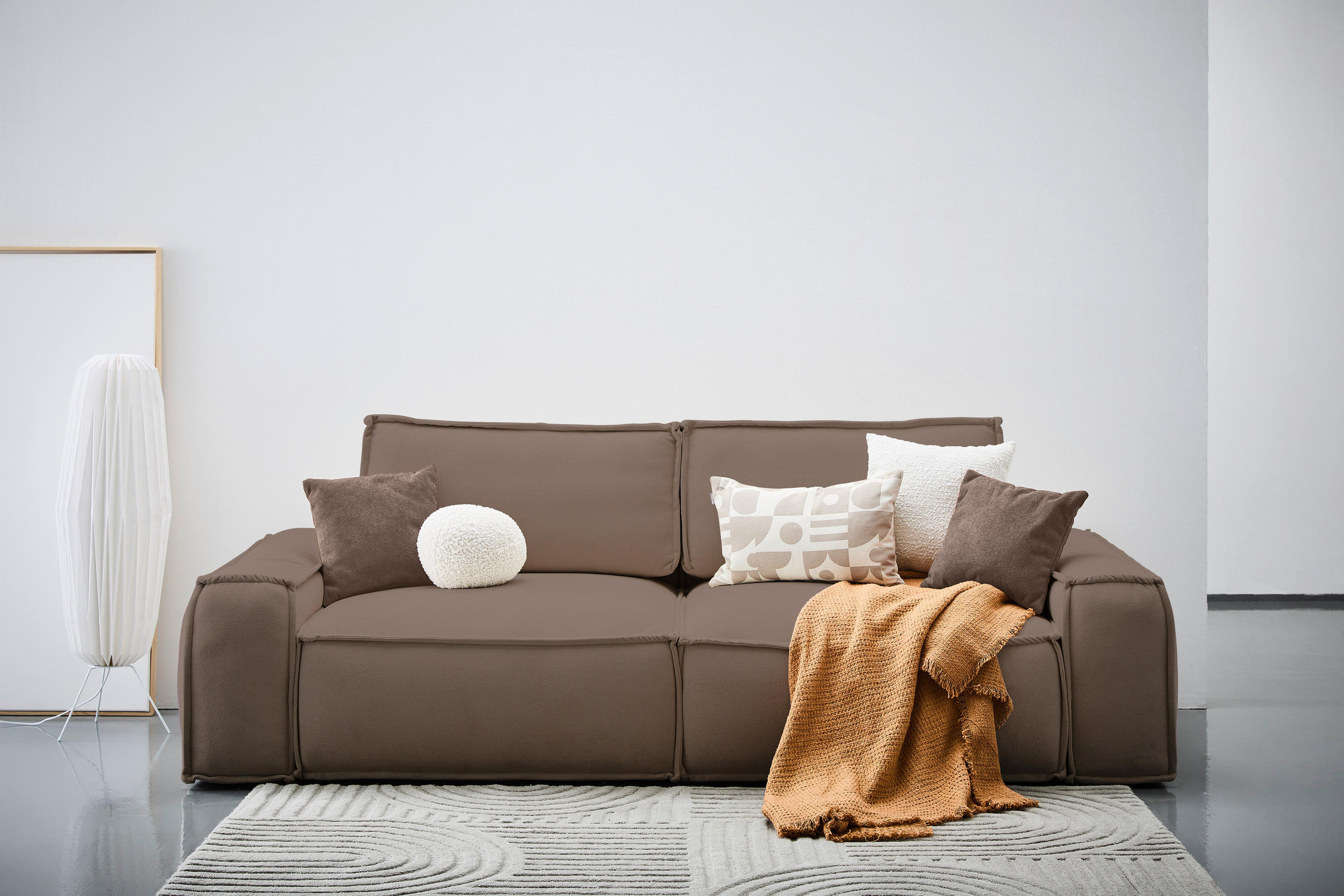 Thumbnail - Carryhome Schlafsofa, Braun, Textil, 3-Sitzer, Füllung: Schaumstoffflocken, 256x83x115 cm, Liegefunktion, Schlafen auf S...