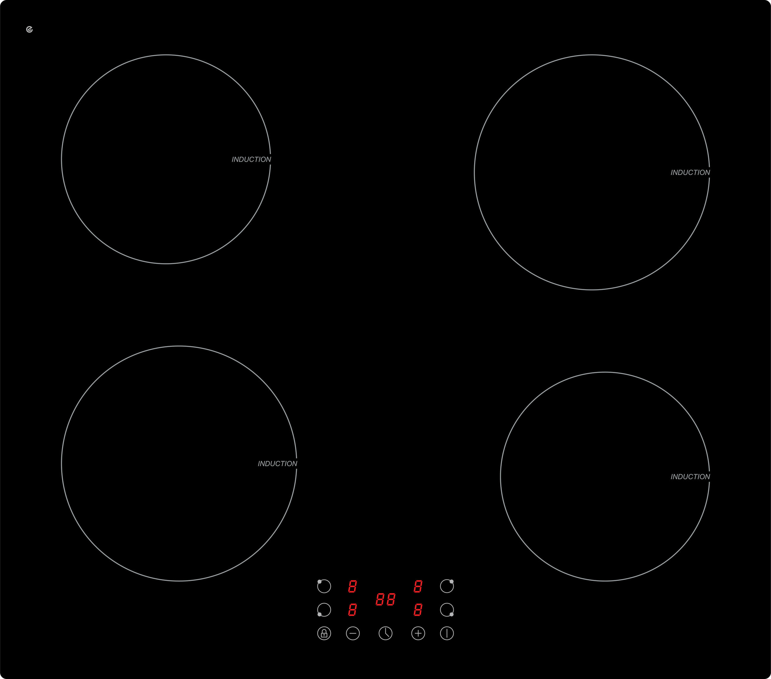 GLASKERAMIKKOCHFELD - Schwarz, Trend (59/6,2/52cm) - PKM