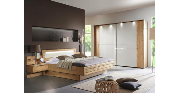 SCHWEBETÜRENSCHRANK in Eichefarben, Champagner - Champagner/Eichefarben, KONVENTIONELL, Holz/Holzwerkstoff (239/223/68cm) - Dieter Knoll