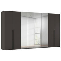 DREHTÜRENSCHRANK 400/235/61 cm,  in Graphitfarben, 8-türig  - Chromfarben/Schwarz, Basics, Glas/Holzwerkstoff (400/235/61cm) - Novel