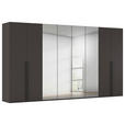 DREHTÜRENSCHRANK 400/223/61 cm,  in Graphitfarben, 8-türig  - Chromfarben/Schwarz, Basics, Glas/Holzwerkstoff (400/223/61cm) - Novel