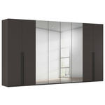 DREHTÜRENSCHRANK 400/235/61 cm,  in Graphitfarben, 8-türig  - Chromfarben/Schwarz, Basics, Glas/Holzwerkstoff (400/235/61cm) - Novel