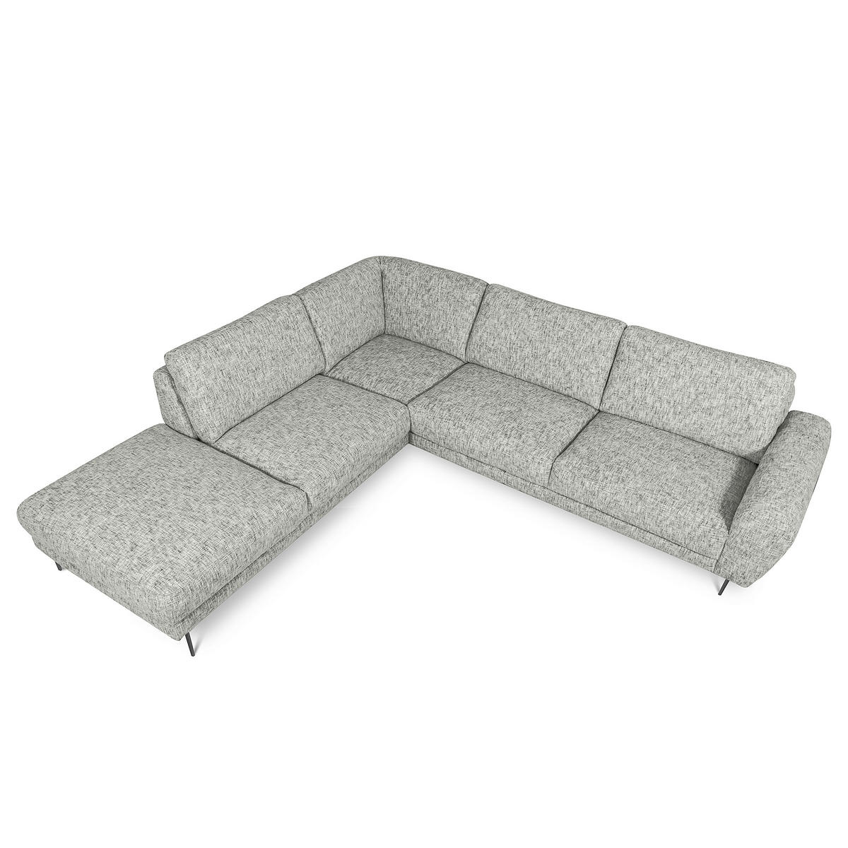 ECKSOFA SPRING Grau Webstoff Zierkissen  - Schwarz/Grau, Design, Textil/Metall (250/273cm) - Livetastic