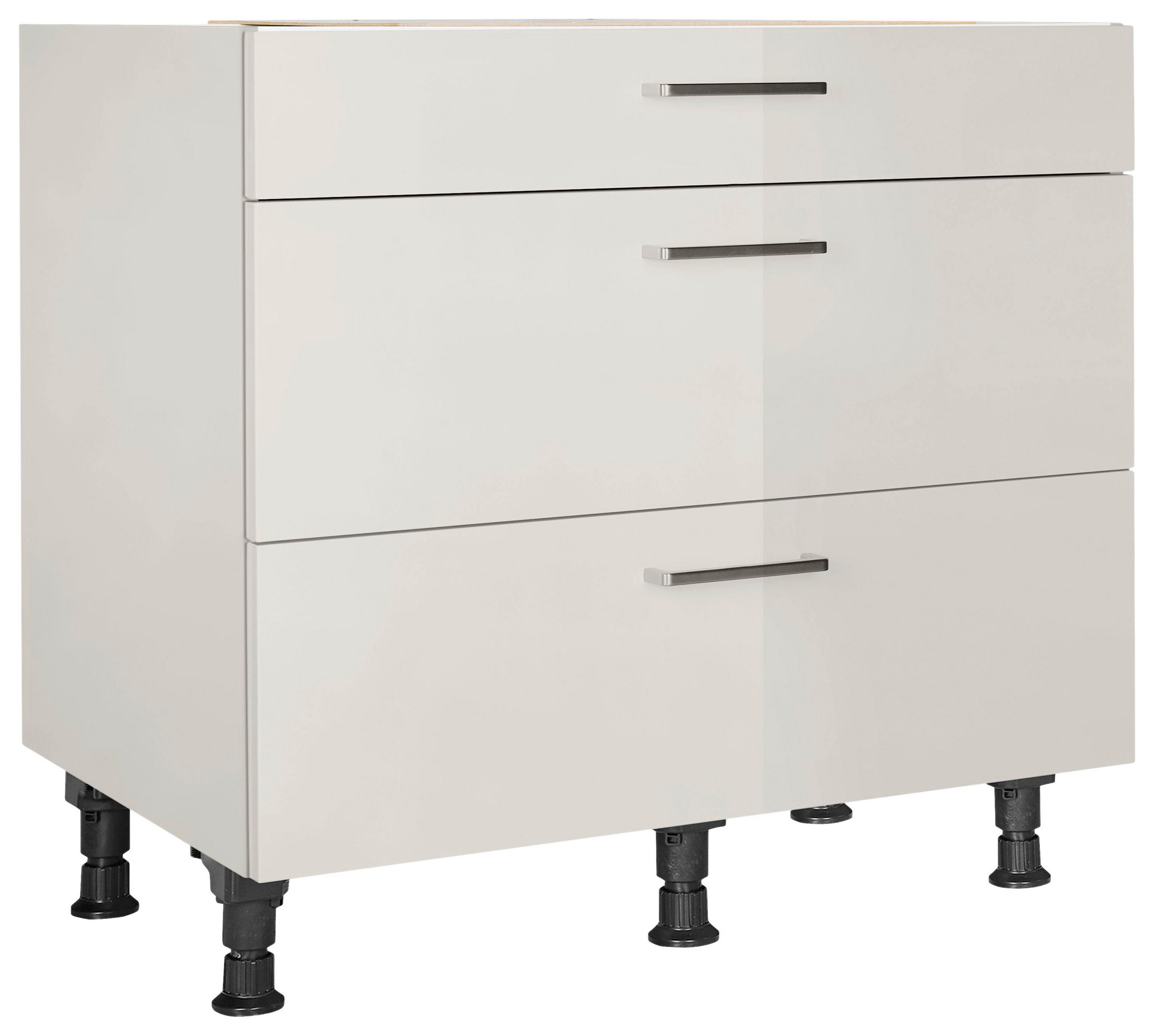 SCHUBKASTENUNTERSCHRANK 90/87/56 cm  in Hellgrau  - Edelstahlfarben/Hellgrau, MODERN, Holzwerkstoff/Metall (90/87/56cm) - Nobilia