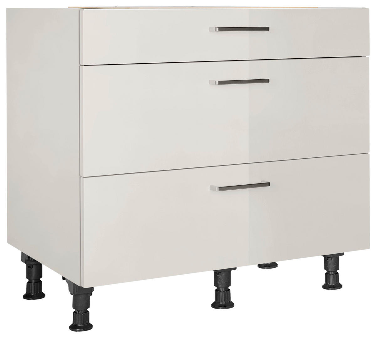 SCHUBKASTENUNTERSCHRANK 90/87/56 cm  in Hellgrau  - Edelstahlfarben/Hellgrau, MODERN, Holzwerkstoff/Metall (90/87/56cm) - Nobilia