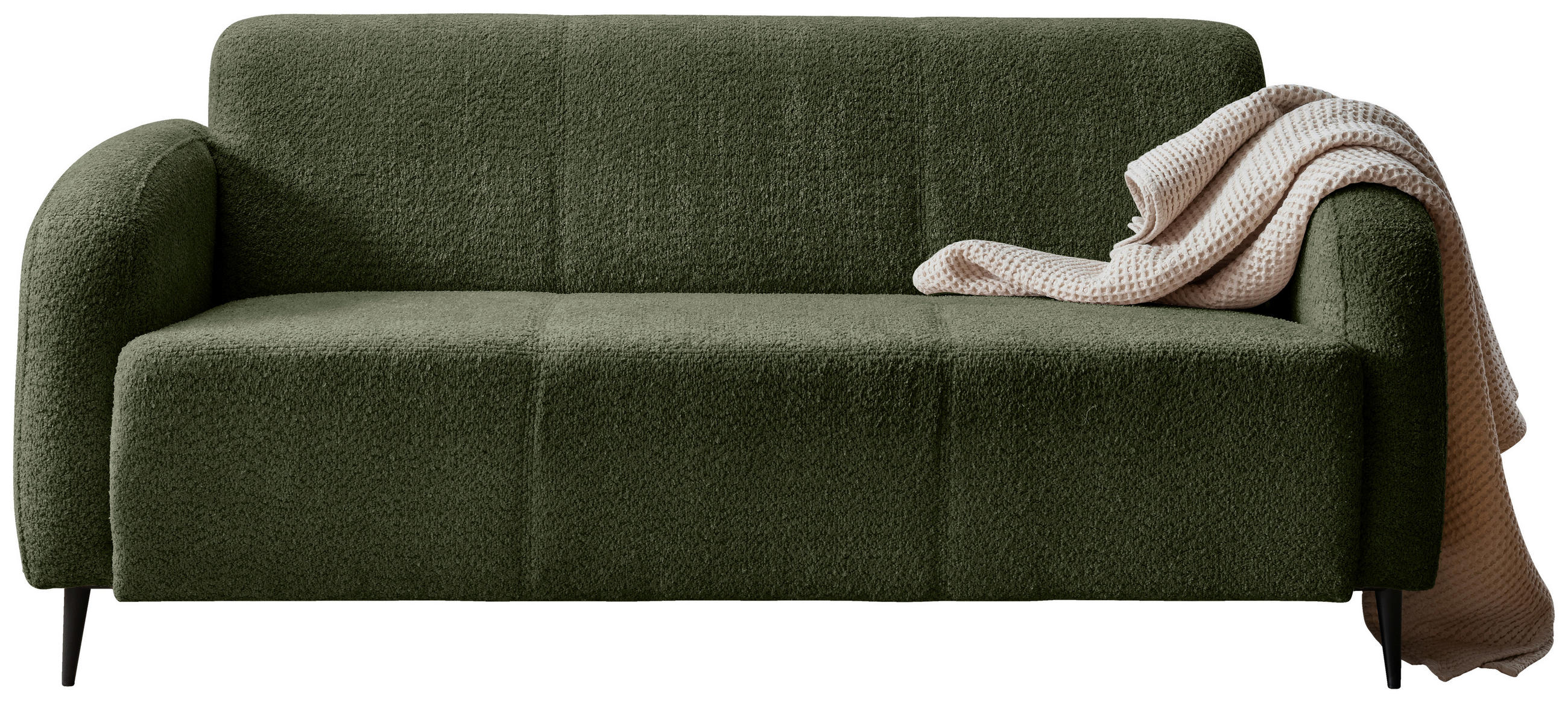 3-SITZER-SOFA in Bouclé Dunkelgrün - Dunkelgrün/Schwarz, Modern, Textil/Metall (180/76/90cm) - Livetastic