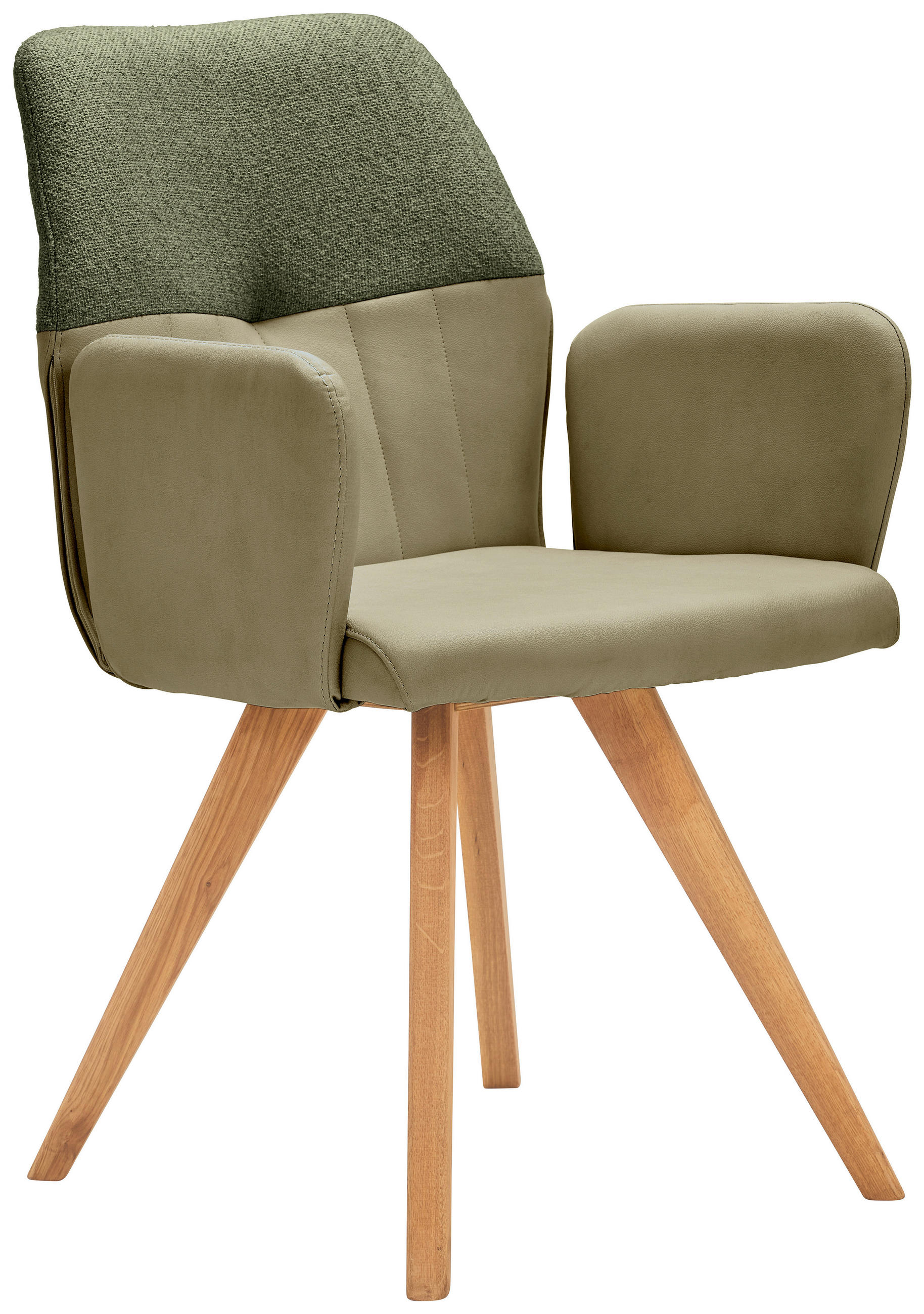 ARMLEHNSTUHL  in Lederlook, Webstoff  - Eichefarben/Olivgrün, Konventionell, Holz/Textil (57/87/63cm) - Valdera