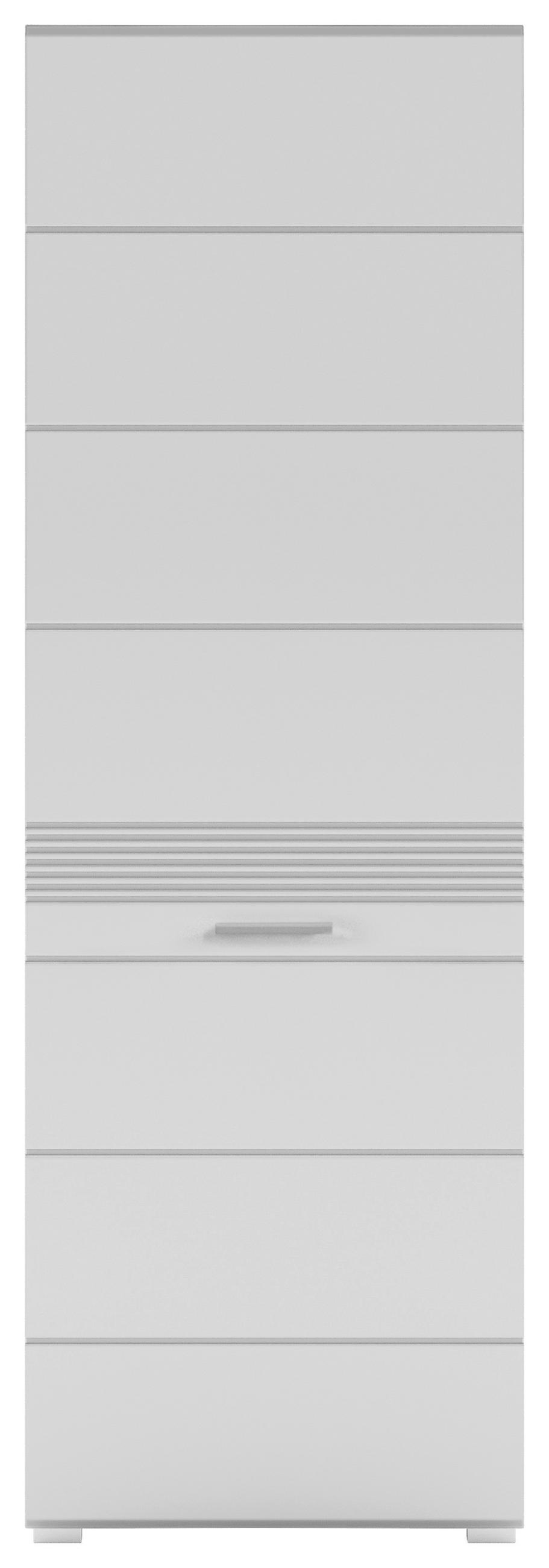 GARDEROBENSCHRANK Linus  in 55/190/37 cm  - Weiß Hochglanz/Silberfarben, Design, Holzwerkstoff/Kunststoff (55/190/37cm) - Carryhome