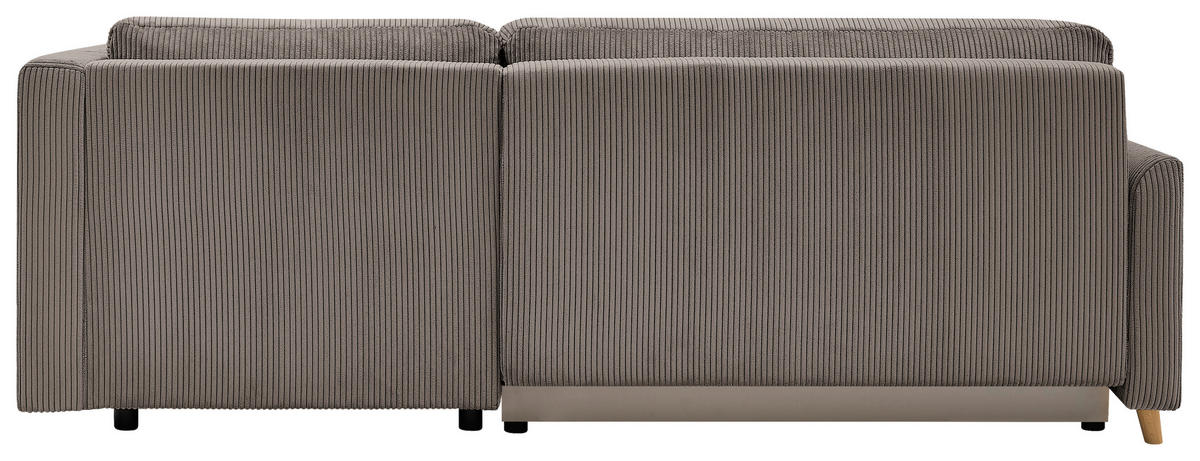 ECKSOFA MILOS Hellbraun Cord Rückenkissen, Bettkasten, Schlaffunktion, Rücken echt  - Hellbraun/Naturfarben, Design, Textil (224/148cm) - P & B