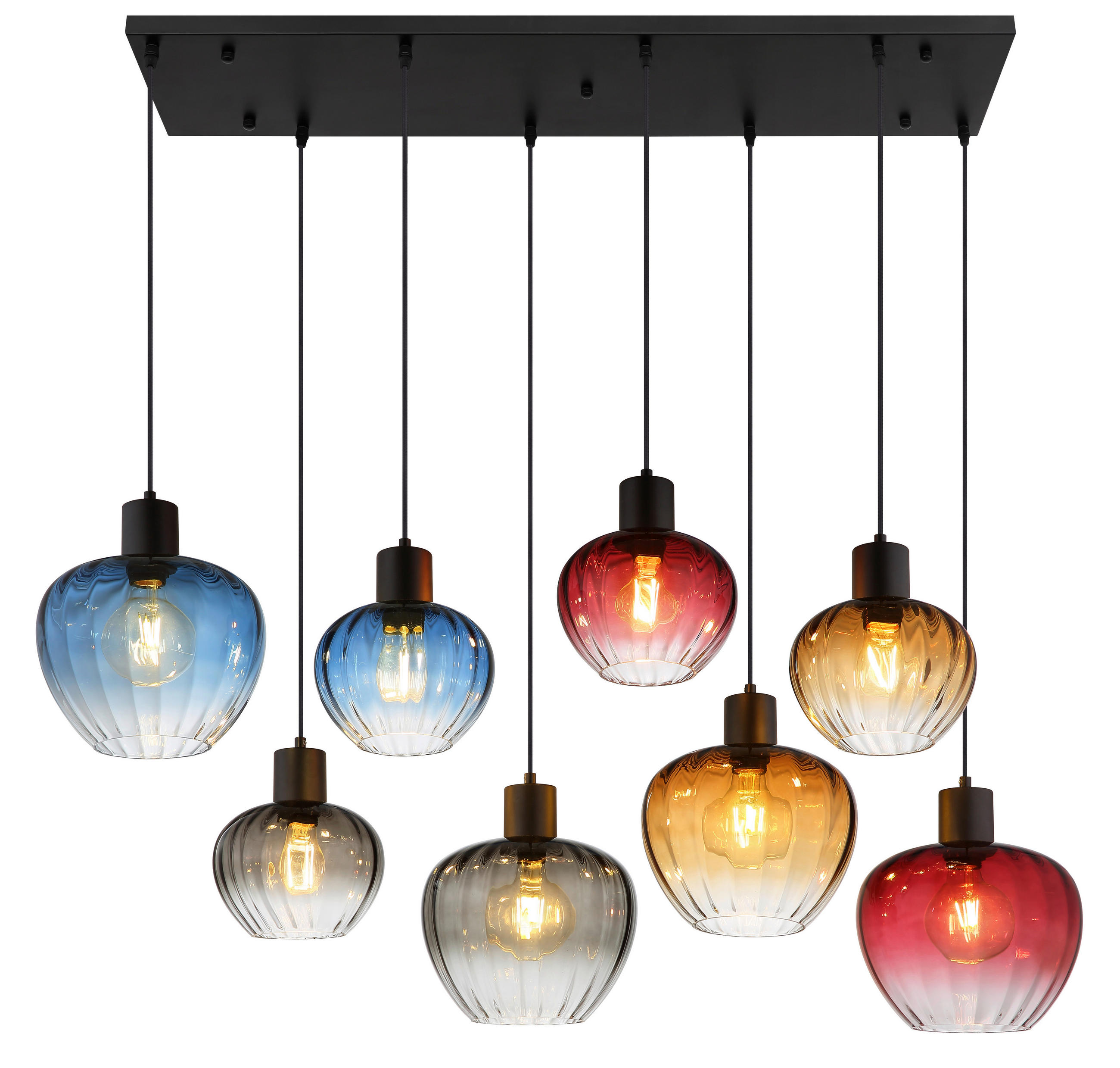 HÄNGELEUCHTE 110/42/120 cm  - Blau/Rot, Design, Glas/Kunststoff (110/42/120cm)