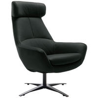 SESSEL in Echtleder Schwarz  - Schwarz, MODERN, Leder/Metall (81/112/83cm) - Trendmanufaktur