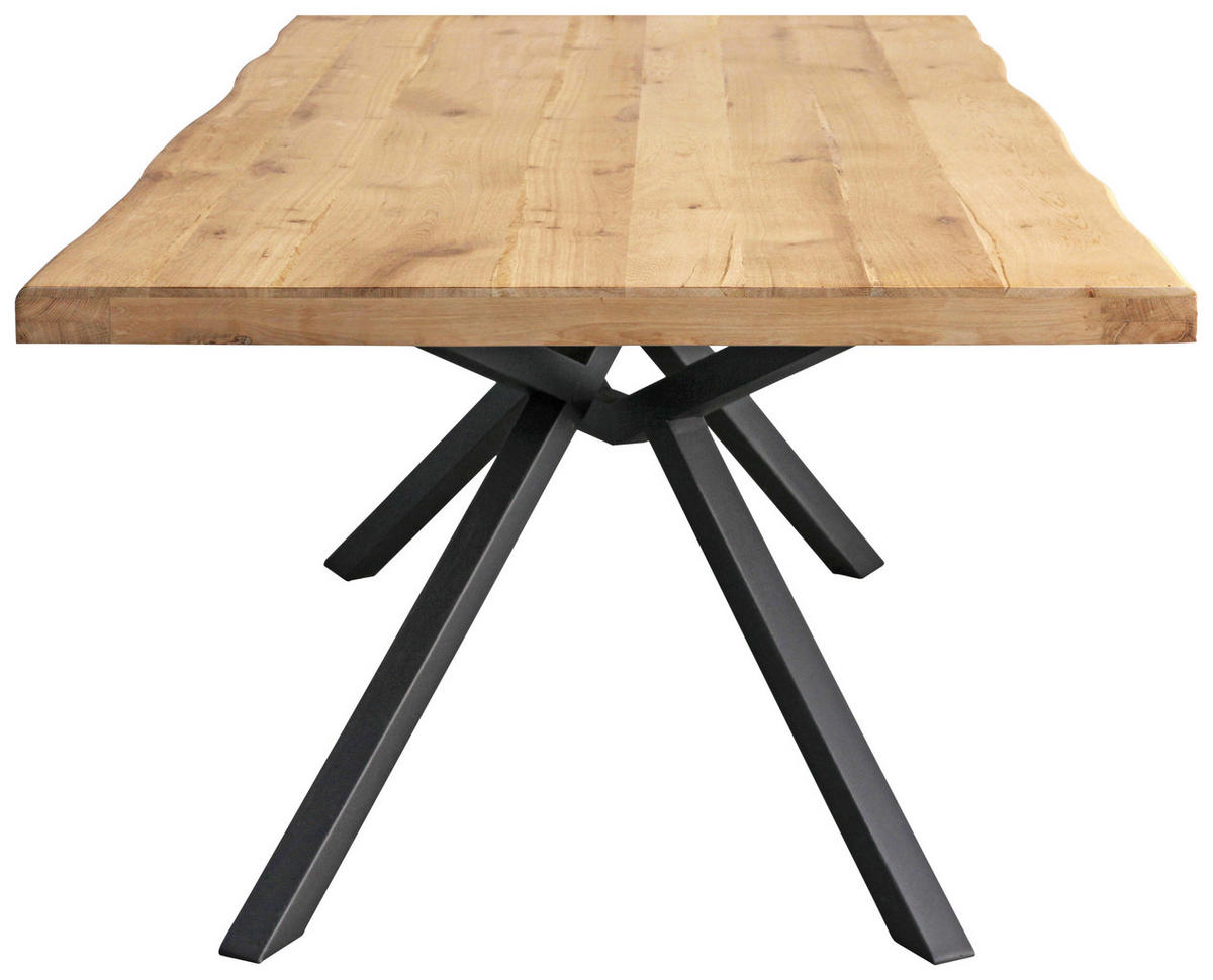 ESSTISCH 200/100/76 cm Echtholz  Holz, Metall rechteckig Eichefarben, Schwarz  - Eichefarben/Schwarz, LIFESTYLE, Holz/Metall (200/100/76cm) - Landscape